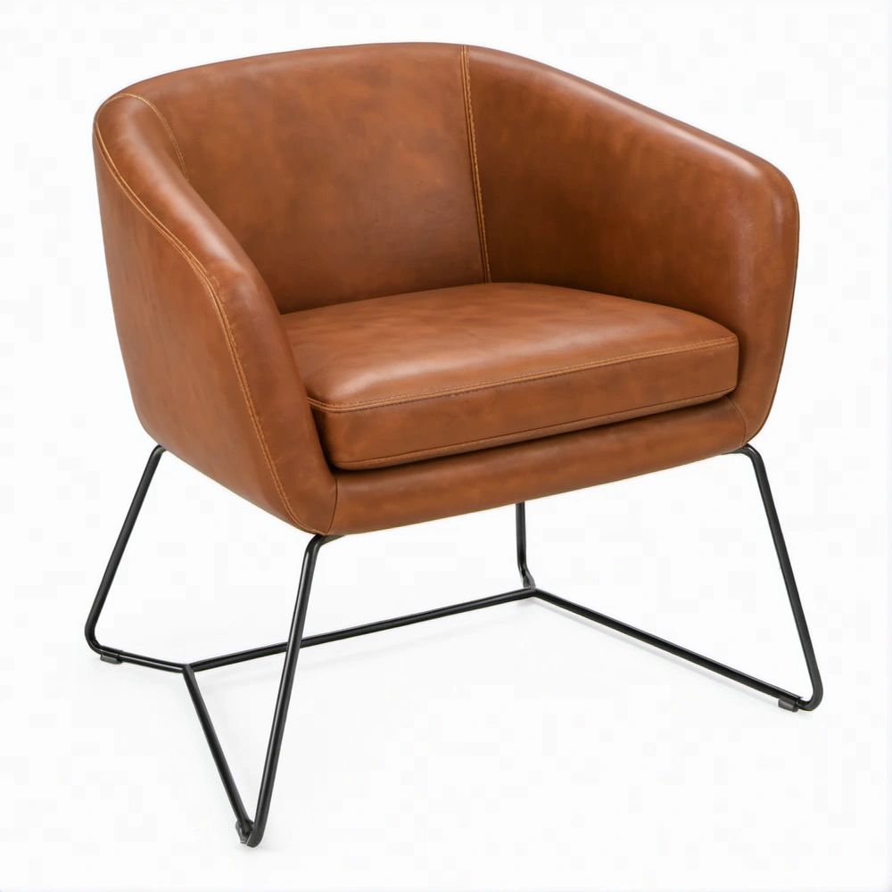 Fotel z podłokietnikami ze skóry syntetycznej PU brązowo-czarny, 76 × 72 × 78 cm