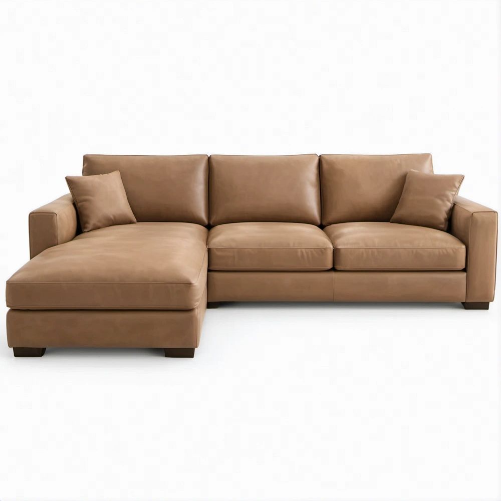 Brązowa sofa narożna z lewostronnym szezlongiem, tapicerka PU, 280 × 165 × 85 cm