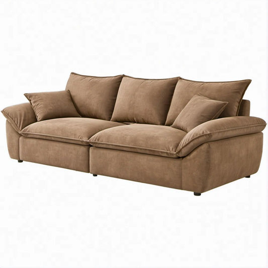 Brązowa sofa 3-osobowa z tapicerką poliestrową 230 × 105 × 90 cm