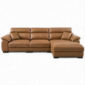 Prawostronna sofa narożna 4-osobowa z szezlongiem, brązowa, skóra syntetyczna PU, 300 x 170 x 88 cm