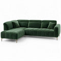 Lewostronna sofa narożna 4-osobowa z weluru, ciemnozielona, 275 × 165 × 85 cm