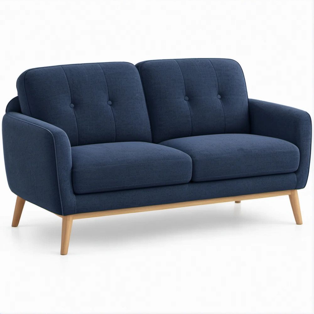 Granatowa sofa 2-osobowa z tapicerką poliestrową, 160 × 78 × 84 cm