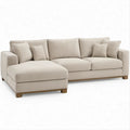 Beżowa tapicerowana sofa narożna lewostronna w kształcie L 250 × 160 × 85 cm