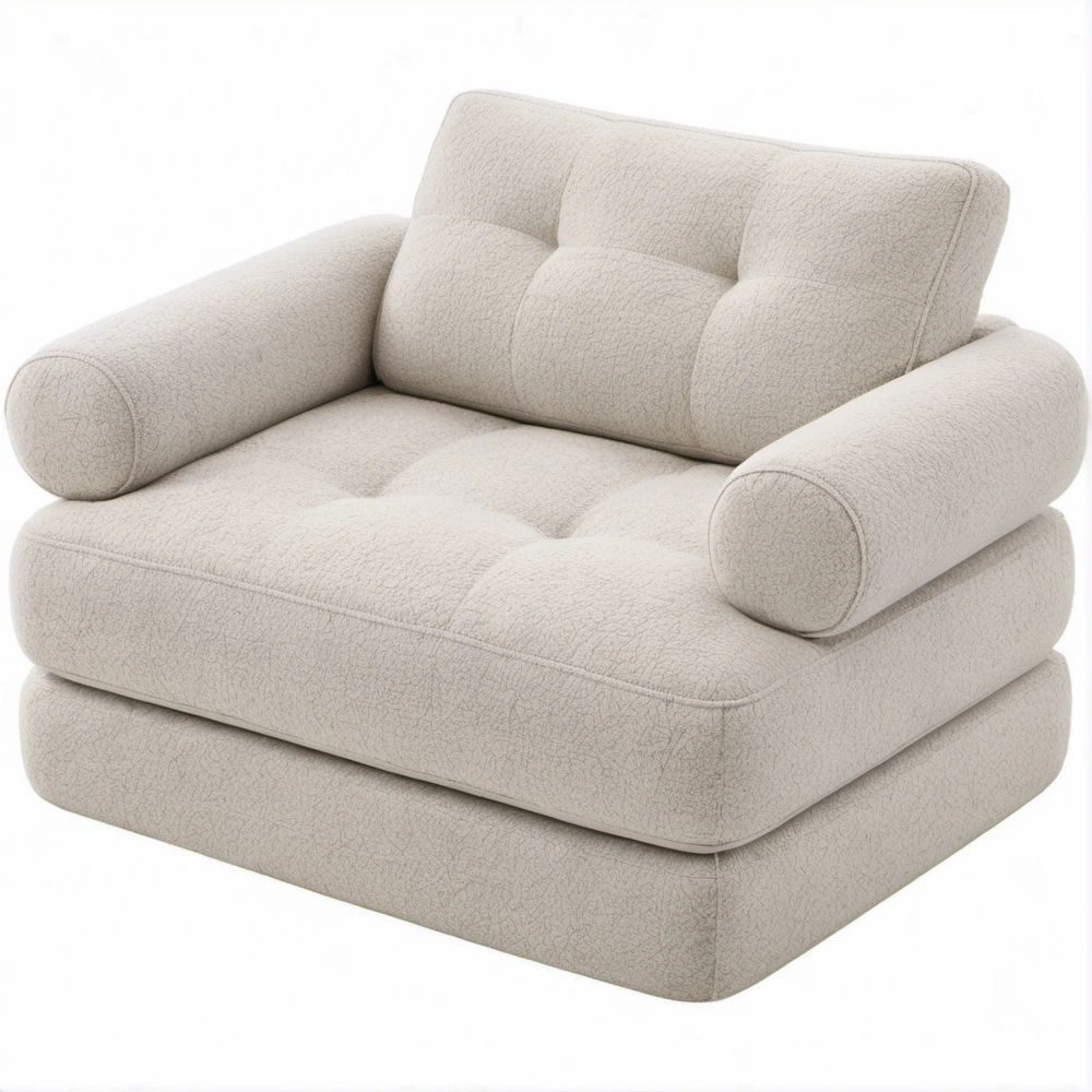 Kremowy fotel wypoczynkowy bouclé 110 x 95 x 82 cm