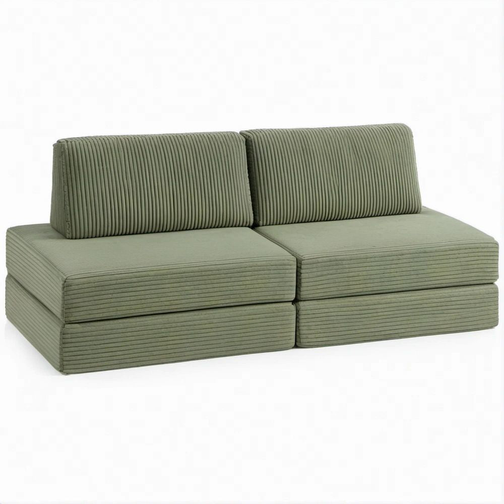Modułowa sofa 2-osobowa oliwkowozielona z poliestru, 180 x 90 x 70 cm