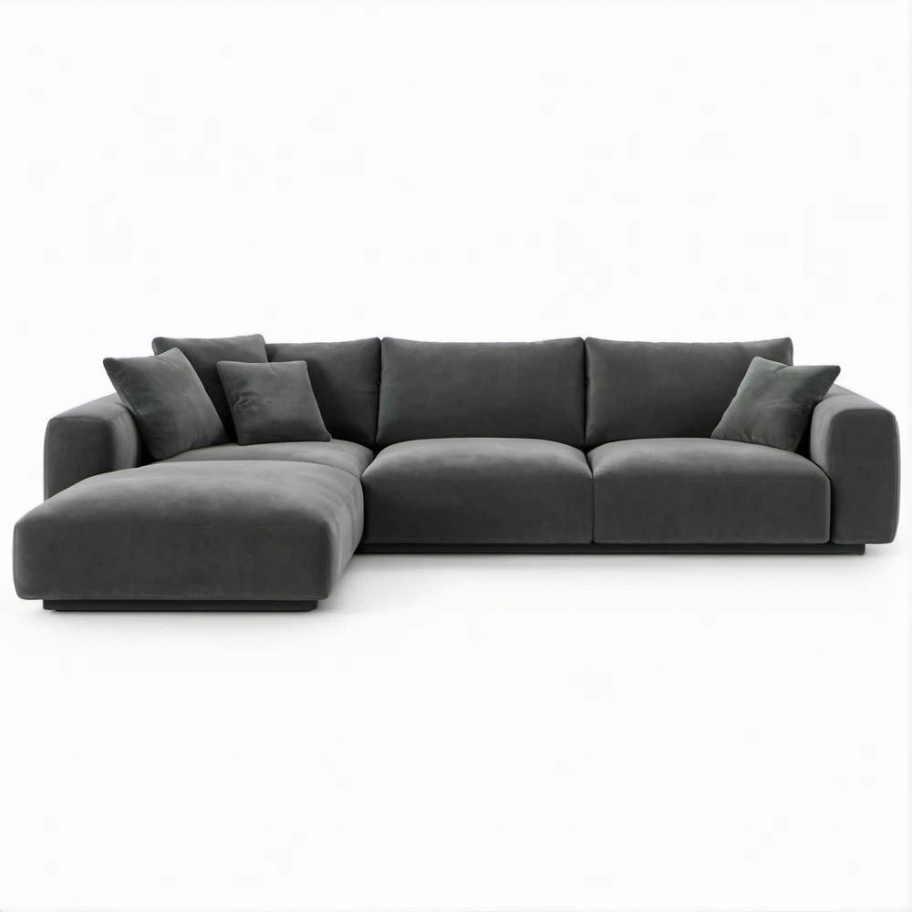Lewostronna sofa narożna z szezlongiem, ciemnoszara, 280 × 160 × 85 cm