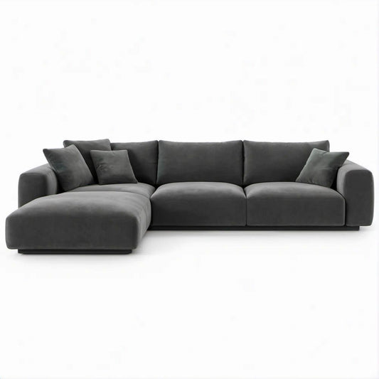 Lewostronna sofa narożna z szezlongiem, ciemnoszara, 280 × 160 × 85 cm